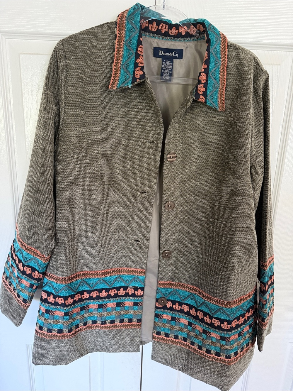 Denim&Co Navy Label Jacket with Cream Lining boho jacket blazer